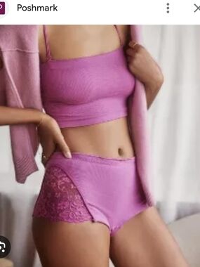 2 pairs of NWT Pink And Purple with Lace Hipster Boyshort Panty by Anthropologie